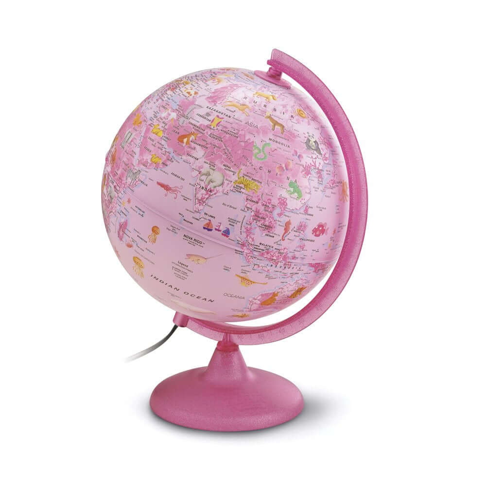 Glob PinkZoo, diametru 25 cm, iluminat Glob PinkZoo, diametru 25 cm, iluminat